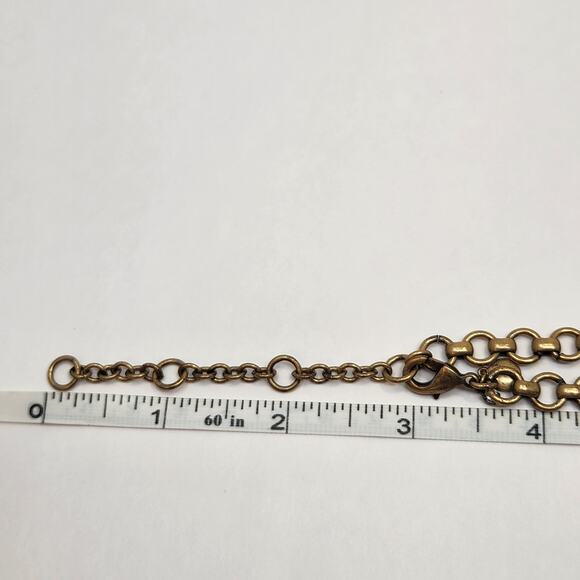 J Crew Gold Tone Blue Rhinestone Panel Chain Necklace Adjustable Art Deco Style - Picture 5 of 5